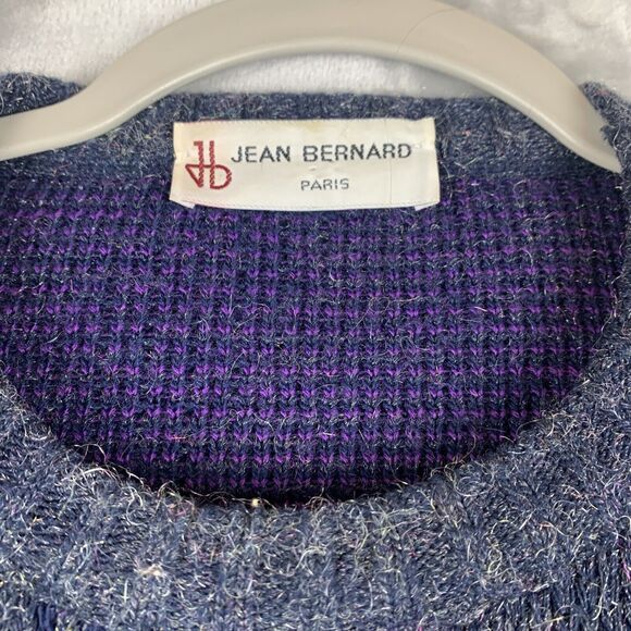 Jean Bernard Paris Knit Sweater Women's 16 Purple Gray Metallic Abstract (0594) - Picture 2 of 10